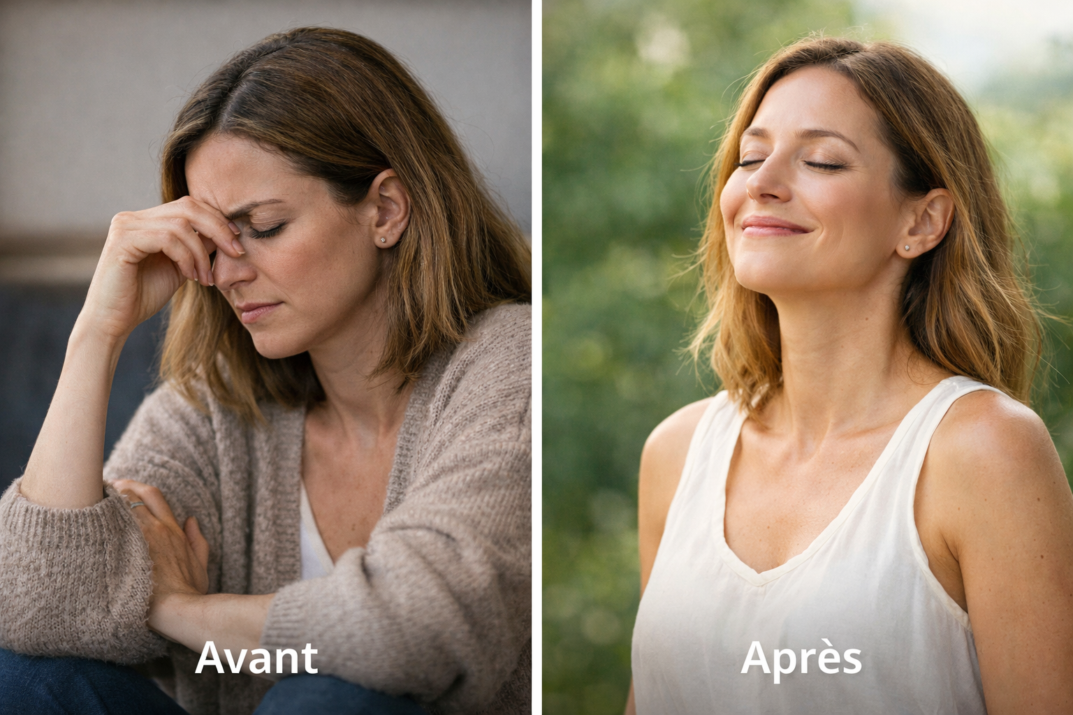 Libération stress et anxiété avant-après